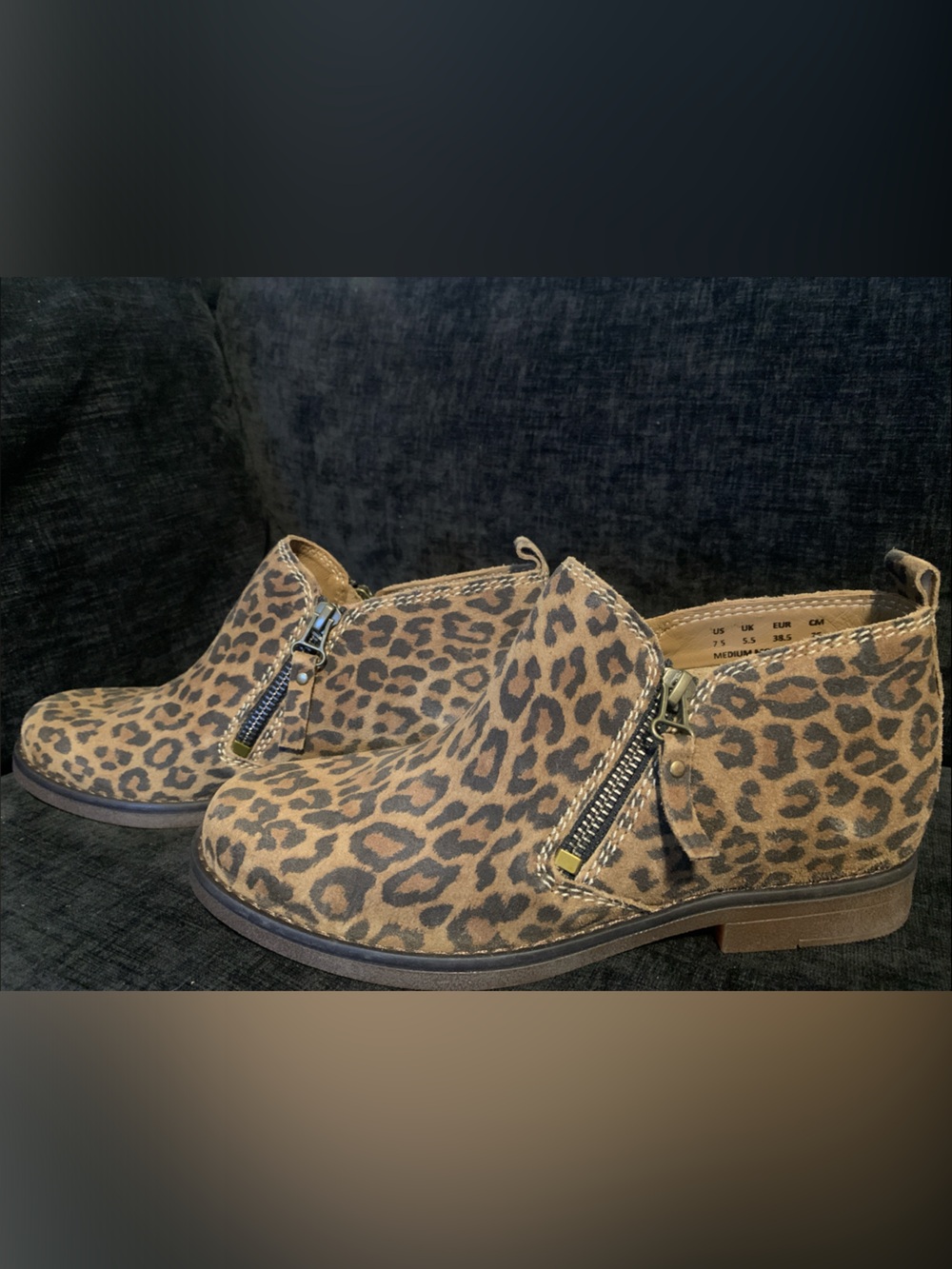 Hush Puppies Leopard Print Ankle Booties in Brown and Black
